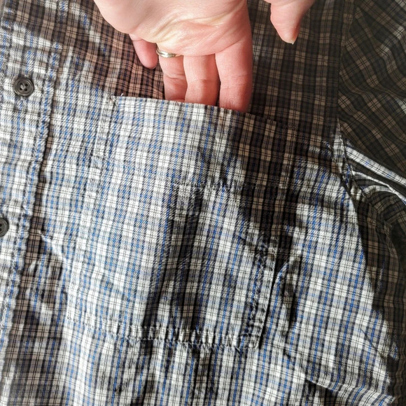 Eddie Bauer Men's Blue Plaid Short Sleeve Button Down Collared Shirt Size Small - Picture 7 of 12